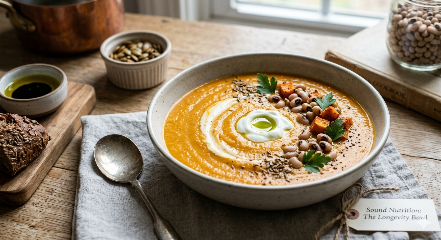 The Longevity Bowl: Creamy Sweet Potato &amp; Black-Eyed Pea Soup