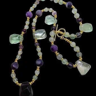 N005_Matte Chunky Green Purple Fluorite and Amethyst Necklace_DETAIL1.jpeg