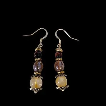Tiger Eye and Citrine Earrings