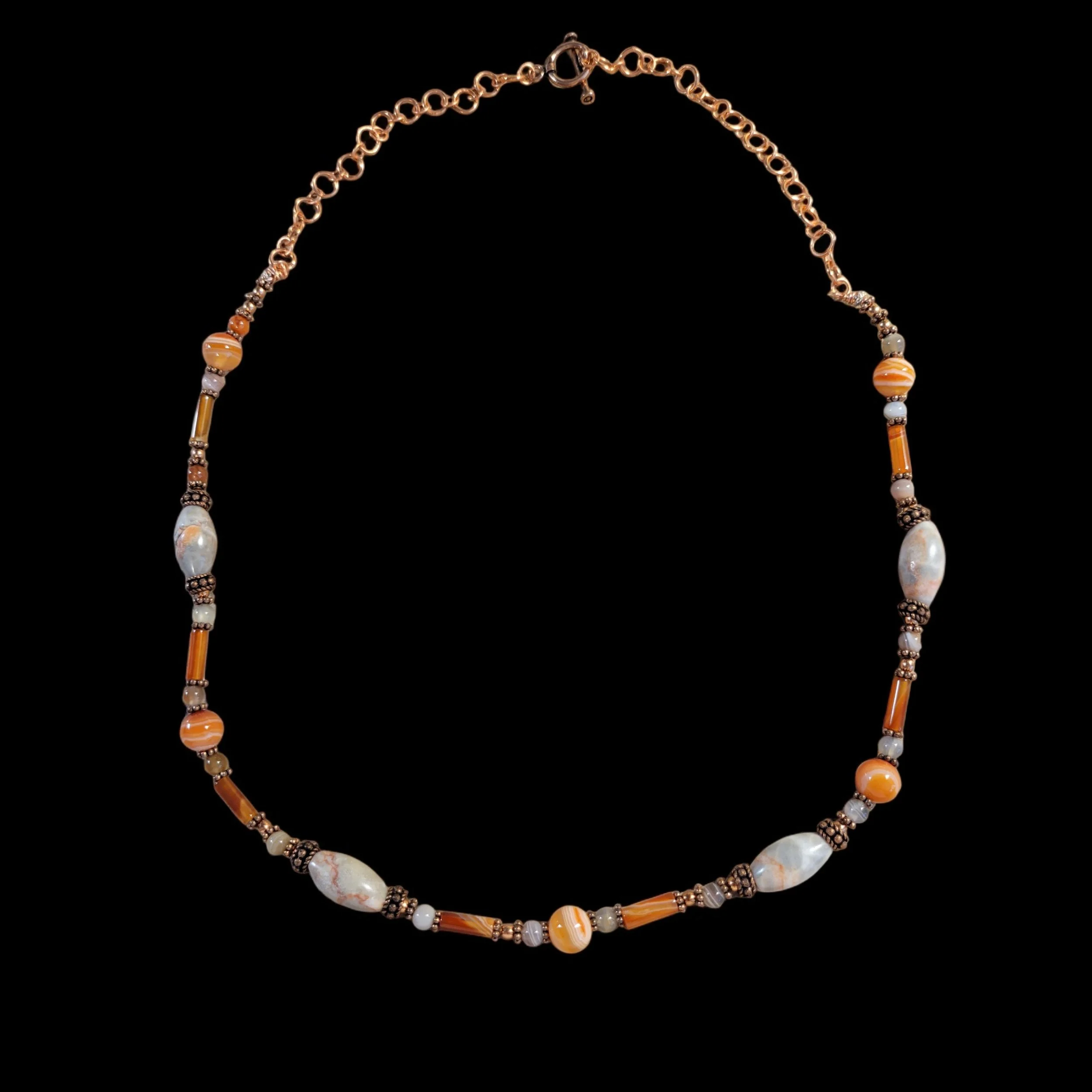 Red Line Marble and Carnelian Necklace