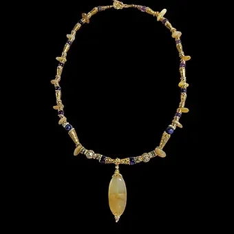 Golden Opal and Amethyst Bead Necklace
