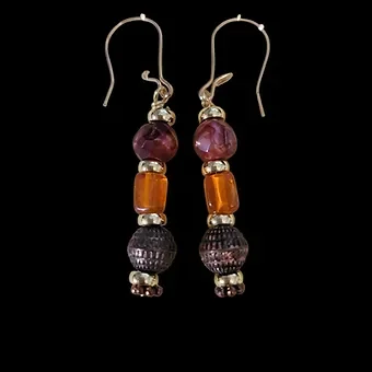 Copper, Pearl & Cut Glass Earrings