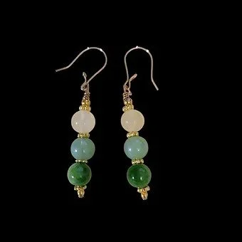 Green Jade and Citrine Earrings