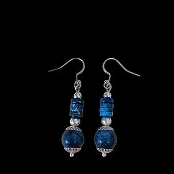 Blue Apatite & Imperial Jasper Earrings