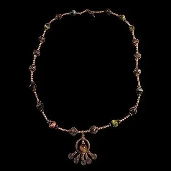 Copper Dyed Agate  and Labradorite Octopus Necklace