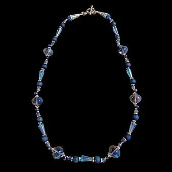 Blue Blown Glass Bead Necklace