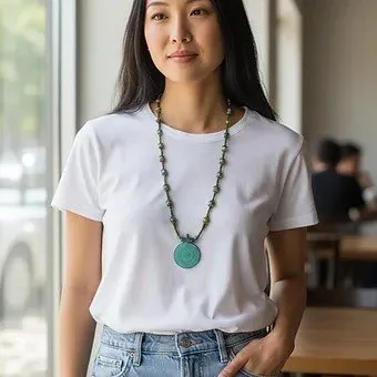 N050_Round Patina Copper and Brass Pendant Necklace_MODEL1.jpeg