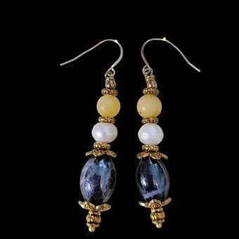 Zebra and Citrine Dangle Earrings