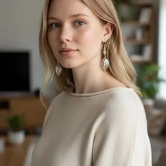 E010_Silver Metal Leaf Crystal 14kt Gold Wire Earrings_MODEL1.jpeg