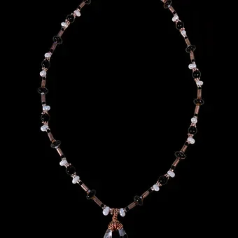 Copper and Black Lampwork Pendant Necklace