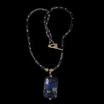 Blue Rectangular Lapis Pendant Necklace