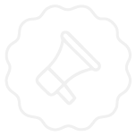 Badge with a megaphone inside