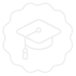 Badge with a graduation cap inside