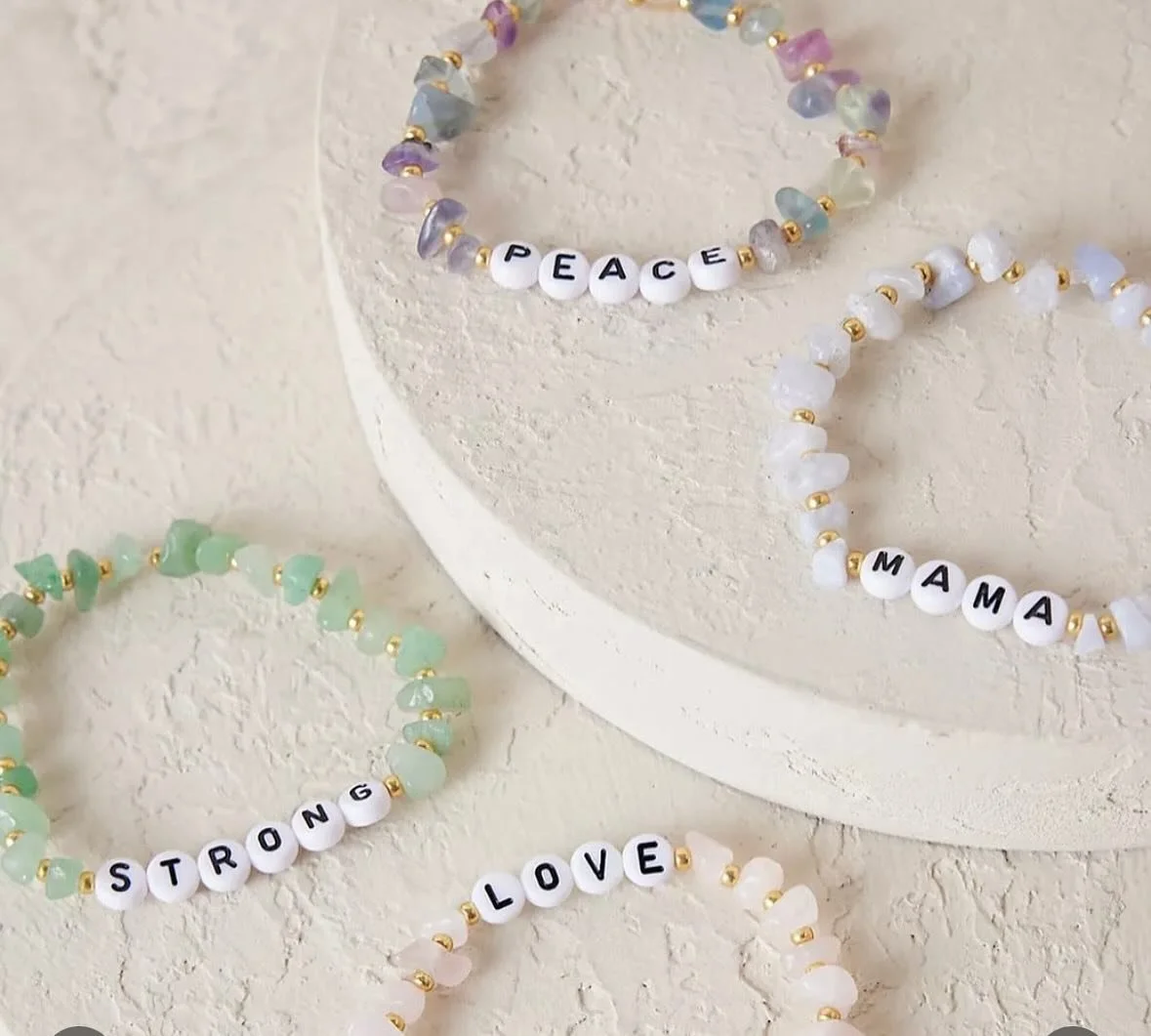 ✨ Wear your intentions ✨
Each bracelet is handcrafted with crystals and words that carry meaning &mdash; LOVE, PEACE, STRENGTH, and more. 💎💫
A little reminder on your wrist that beauty and energy can go hand in hand.

Which one speaks to you most? 