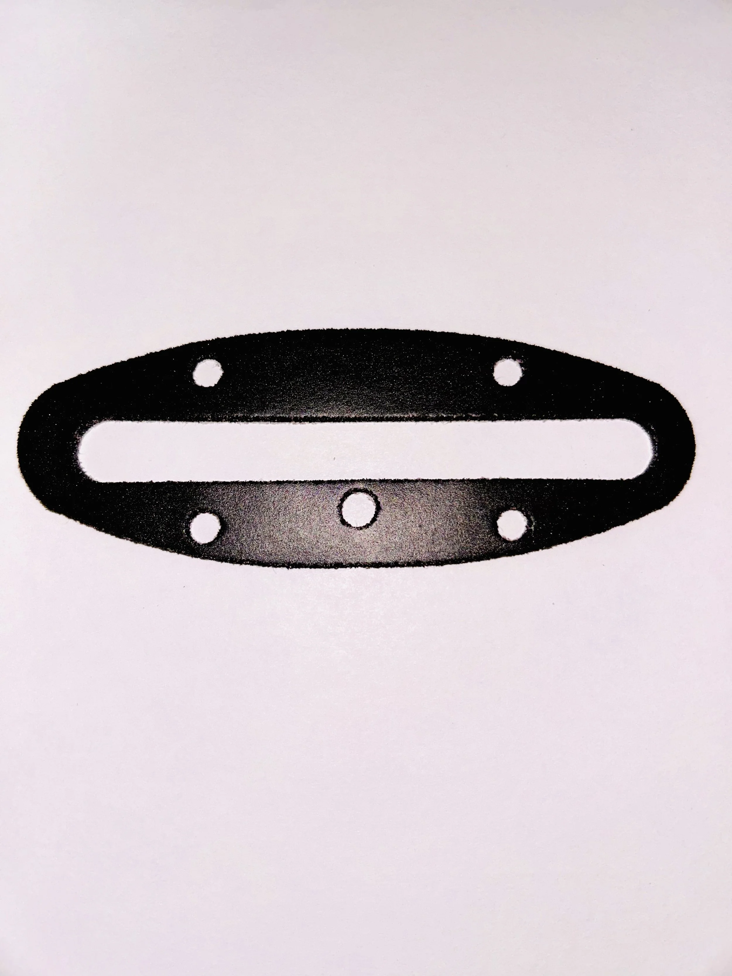 A black foam cleat boat gasket with multiple holes on a plain white background.
