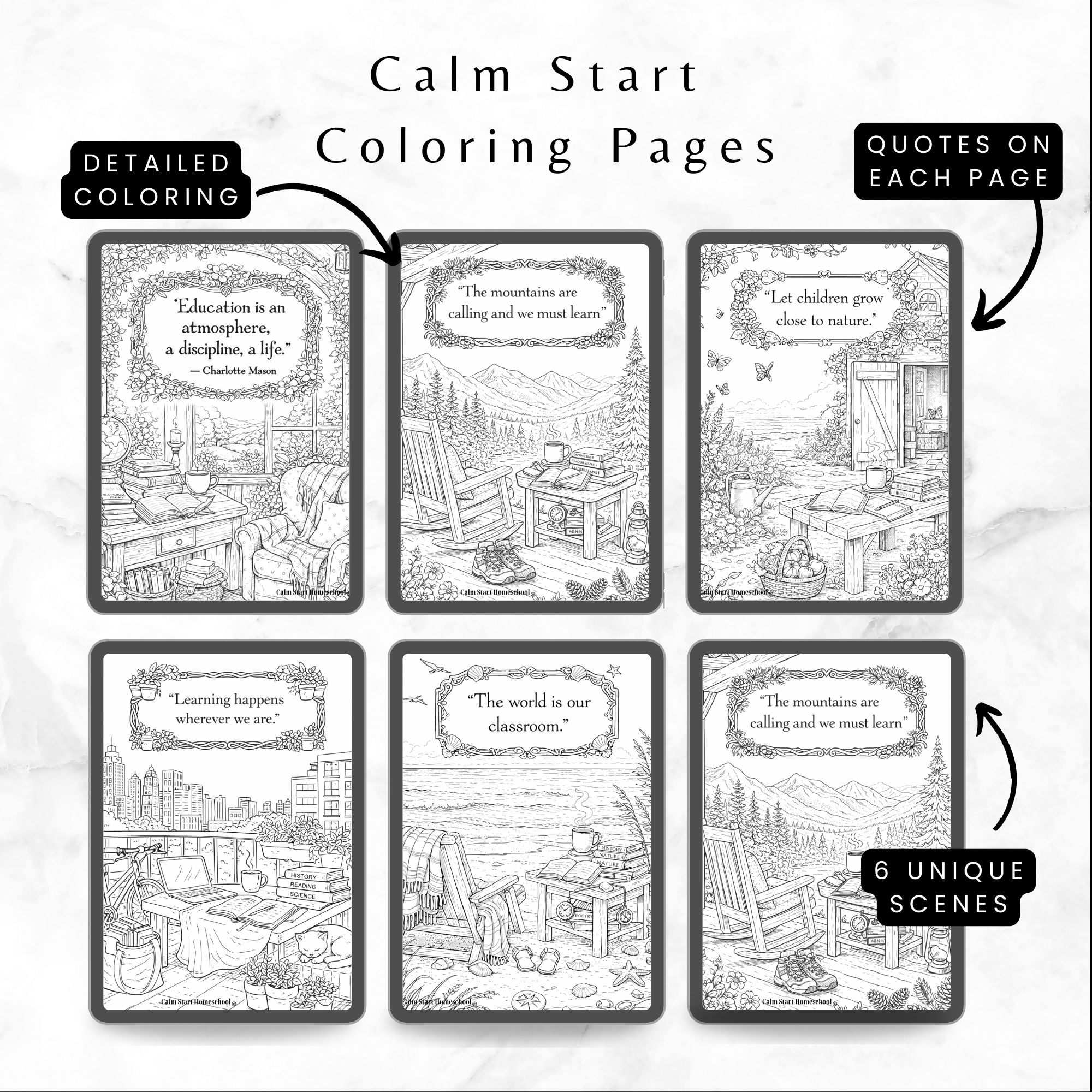 Calm Start Homeschool Coloring Pages for Homeschool Moms