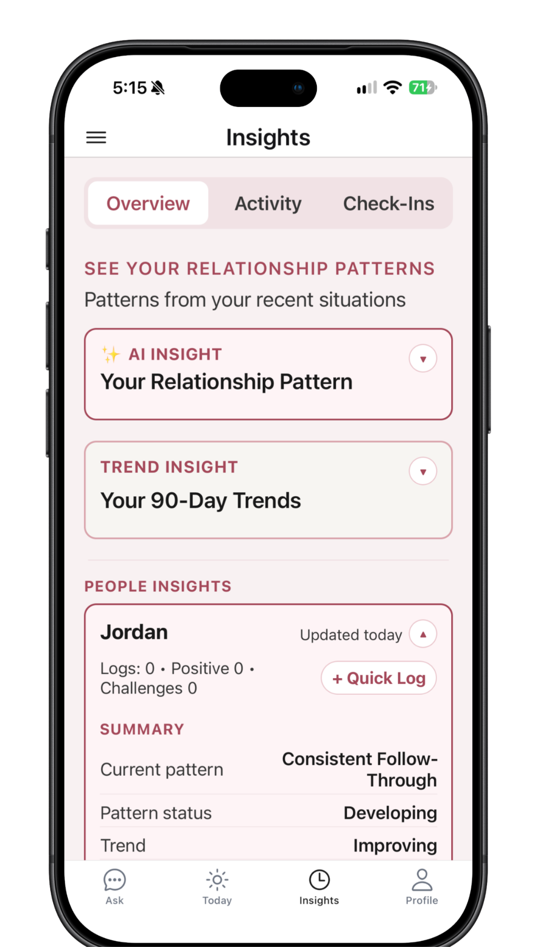 Pattern Insights Screen