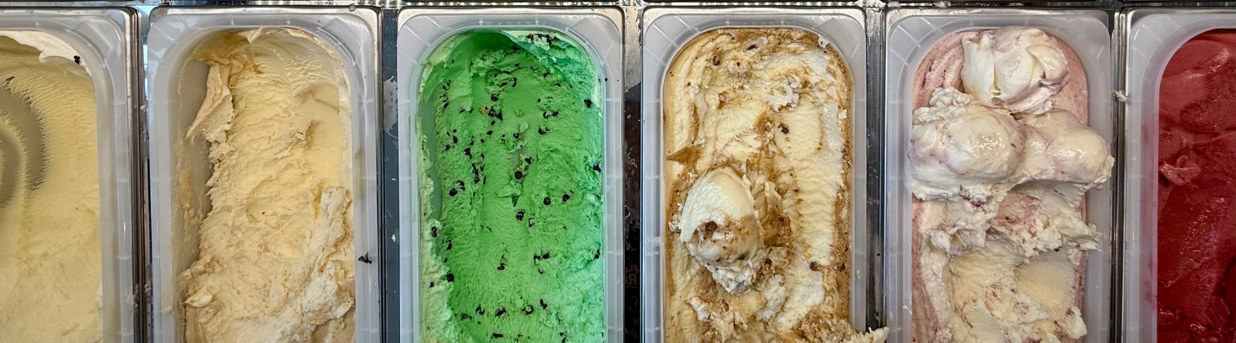 Selection of ice cream flavours