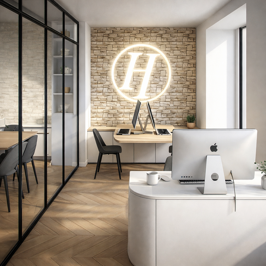 Bureau moderne avec panneaux vitrés.png