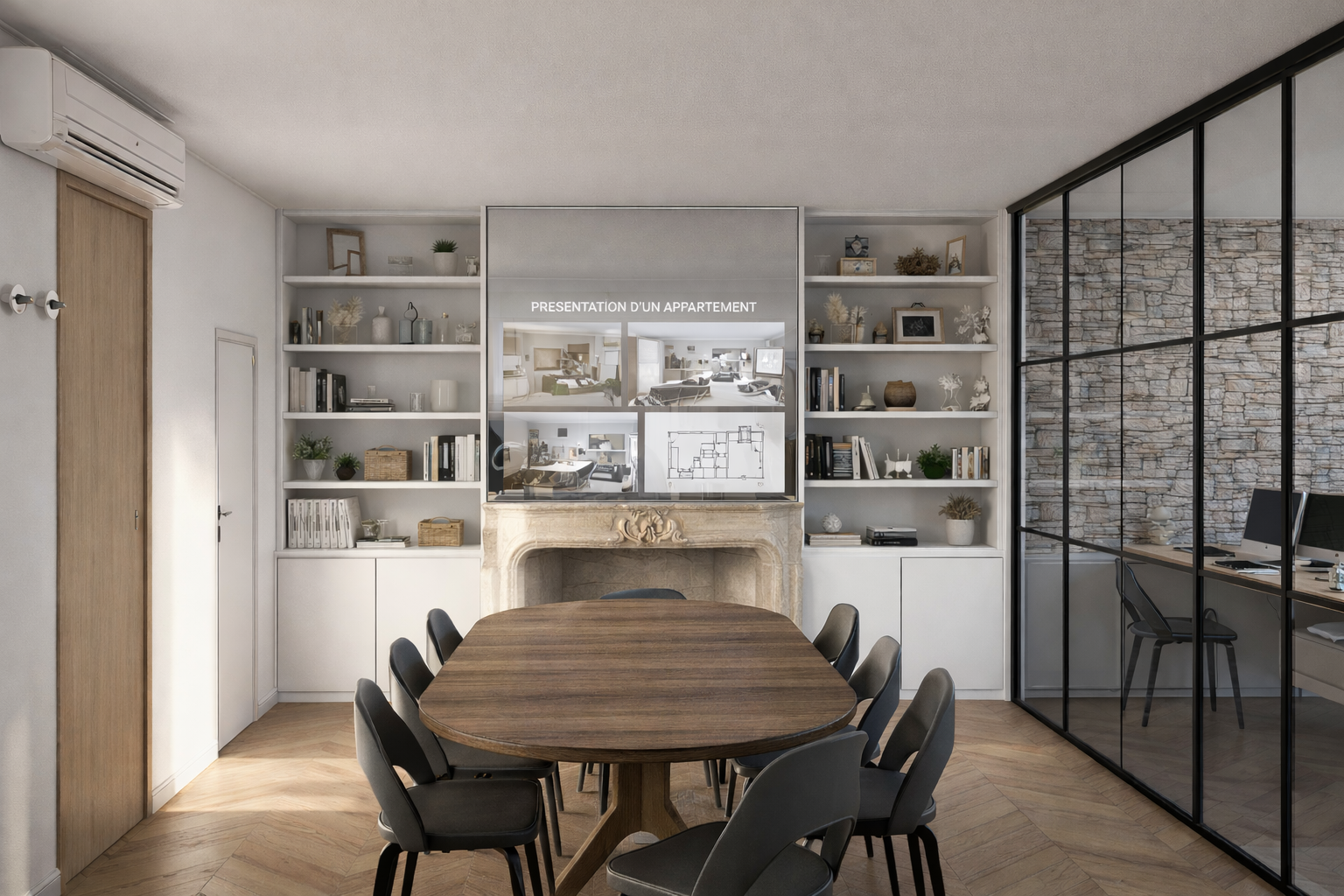 Espace moderne avec cheminée et bureau.png