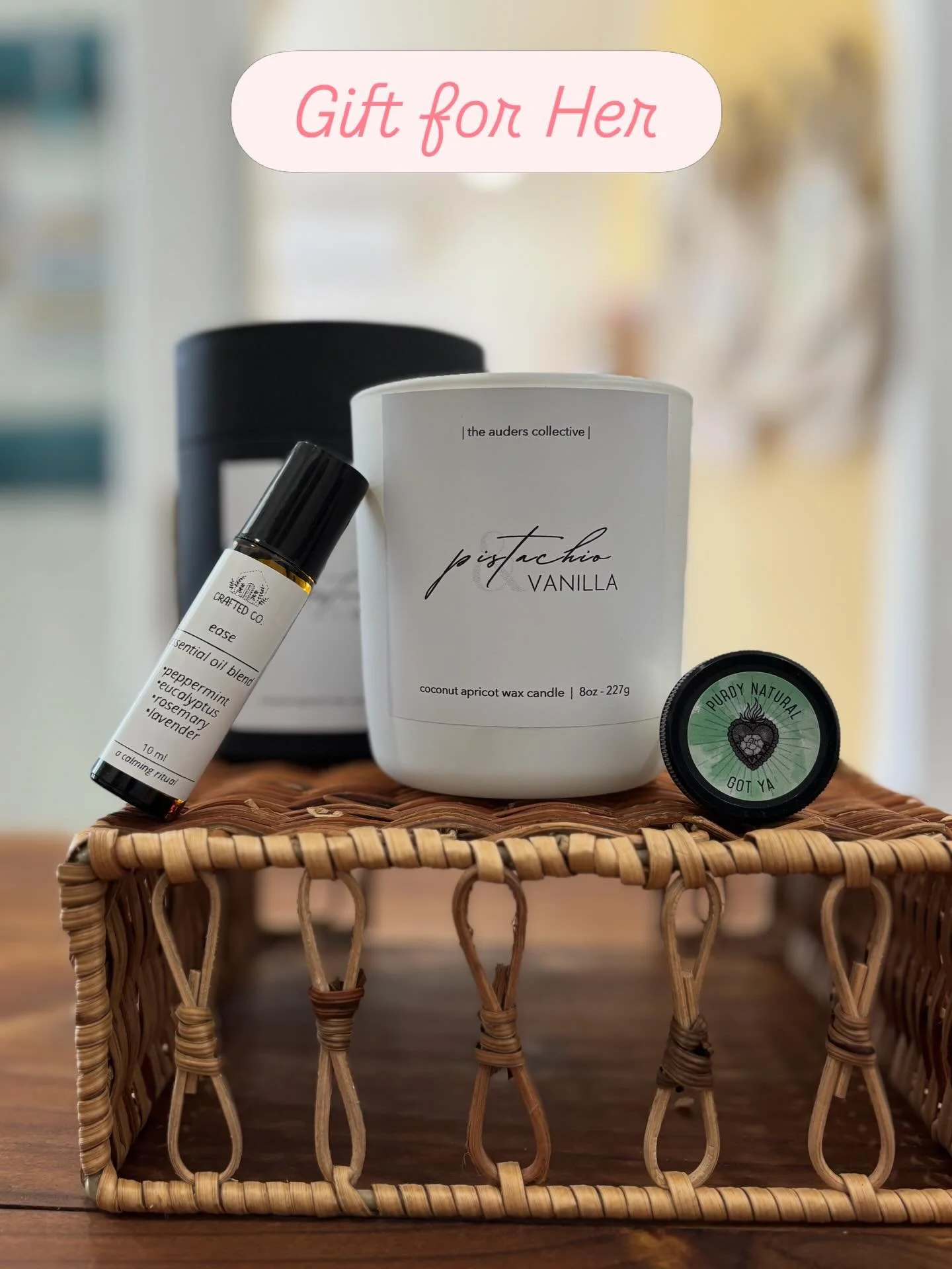 For the woman who knows that slowing down is its own kind of luxury &mdash; a cozy bundle to help her settle in, breathe deep, and take care of herself the way she deserves. Includes a scented candle, mini body lotion, and essential oil roll-on in a 