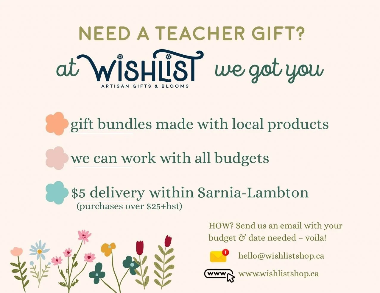 ✅Teacher &amp; Educator gifts 

Did you know we will deliver within Sarnia-Lambton for just $5 (min purchase $25). To your home OR the school 🏫 

All budgets welcome. Send us a message!