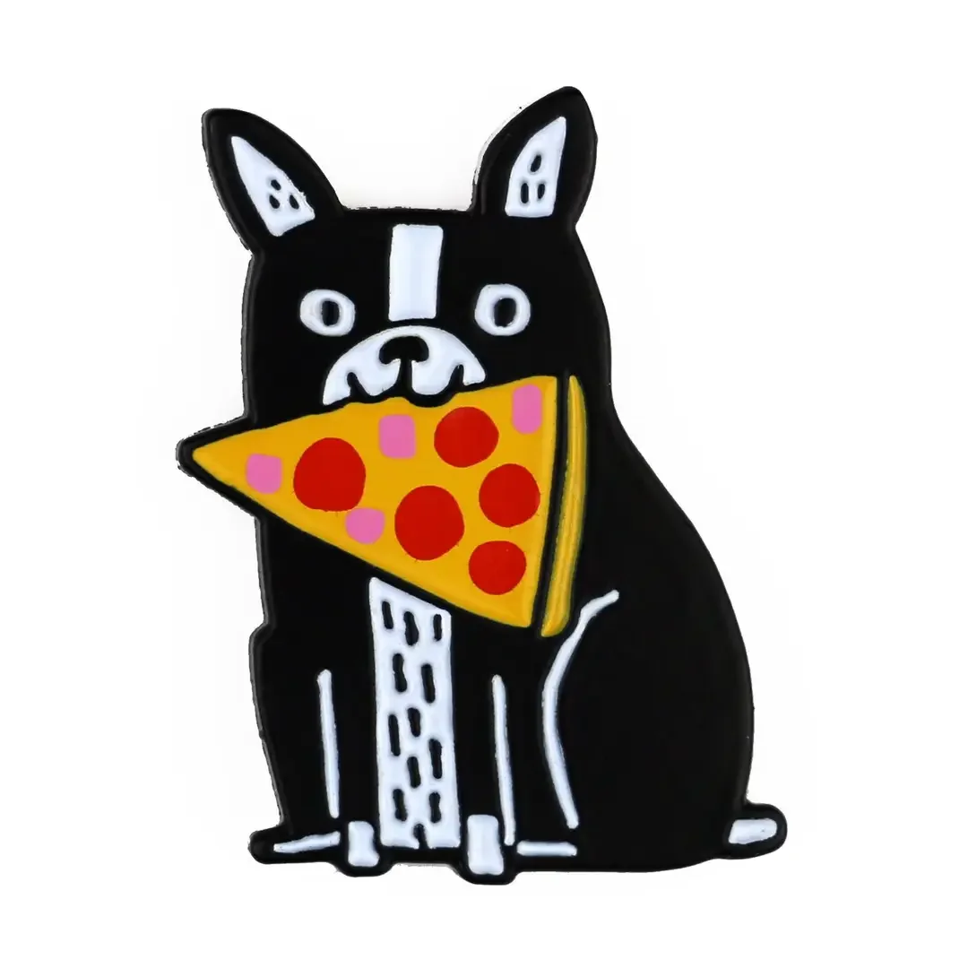 Pizza  Boston Terrier Enamel Pin