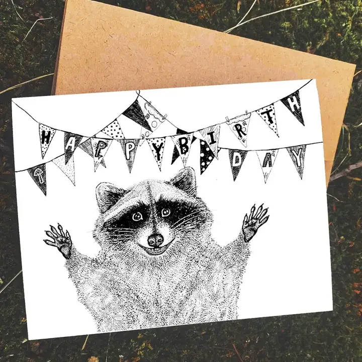 Raccoon Birthday Bash Card