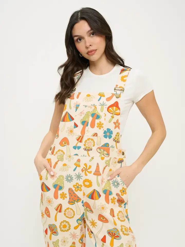 Retro Mushroom Daisy Overall
