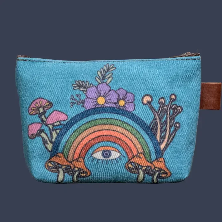Rainbow Eye Hand Printed Canvas Pouch