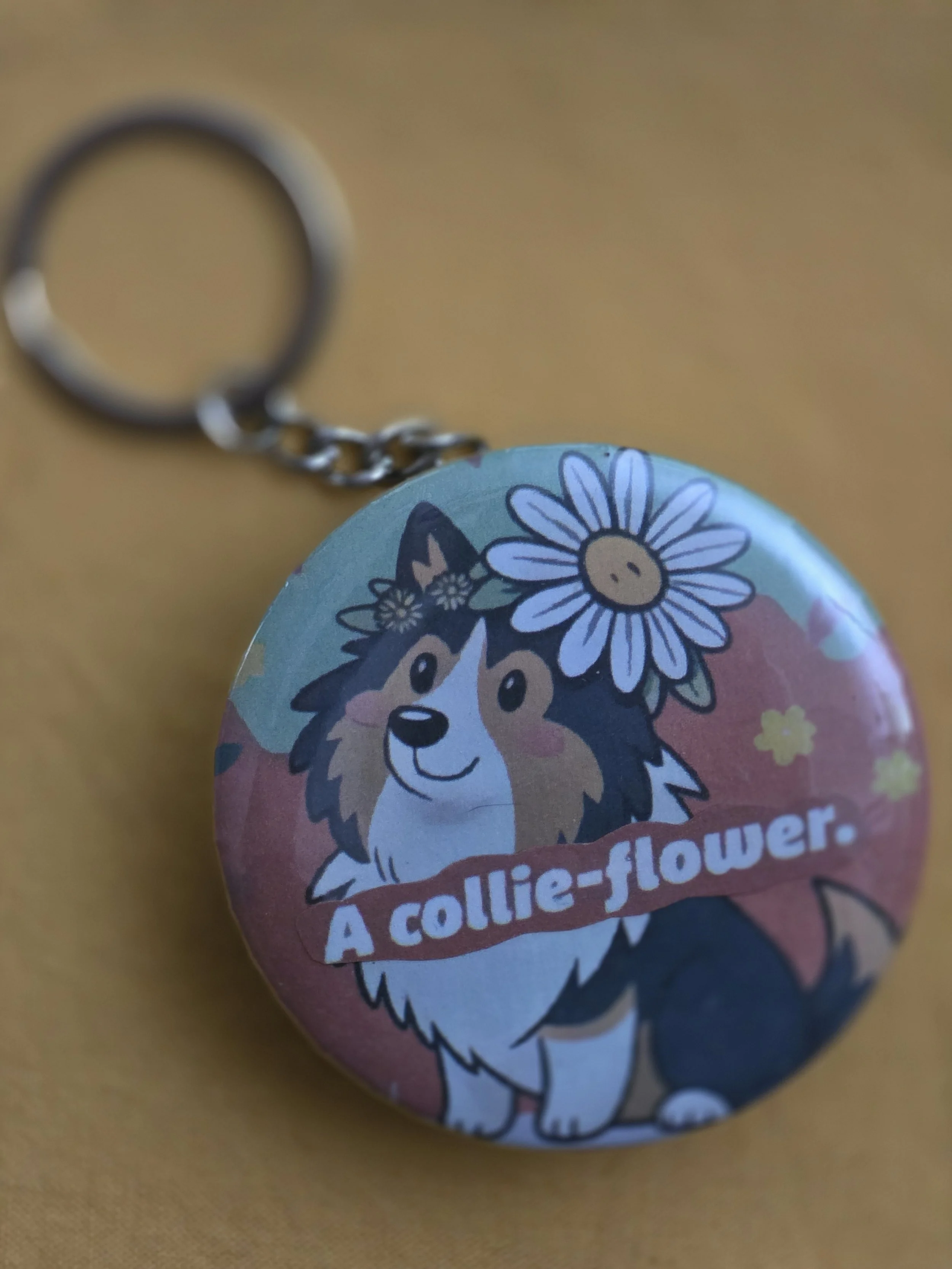 Collie-Flower Keychain