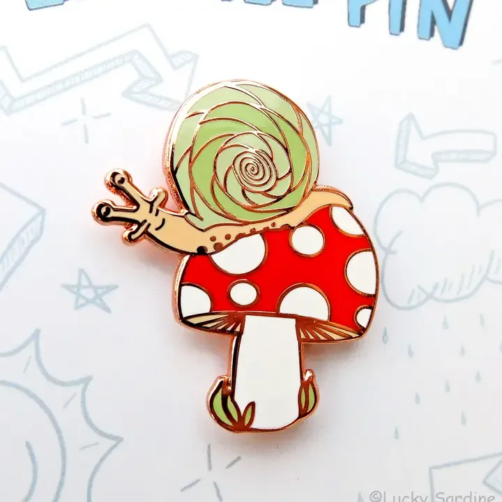 Snail & Toadstool Enamel Pin