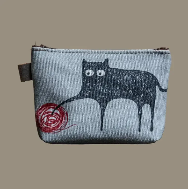 Meow Hand Printed Pouch