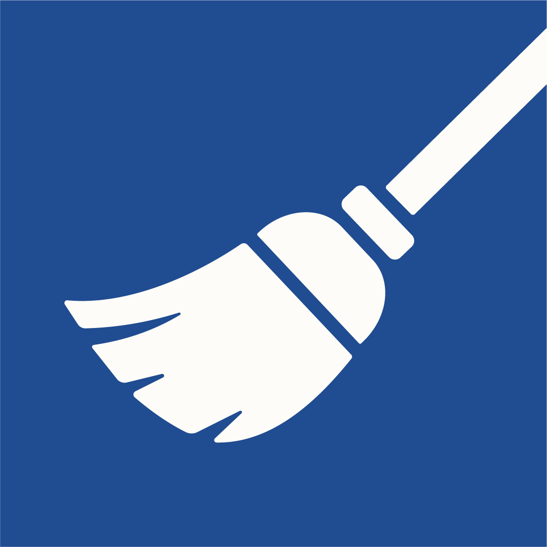 Icon of Broom on a blue background.