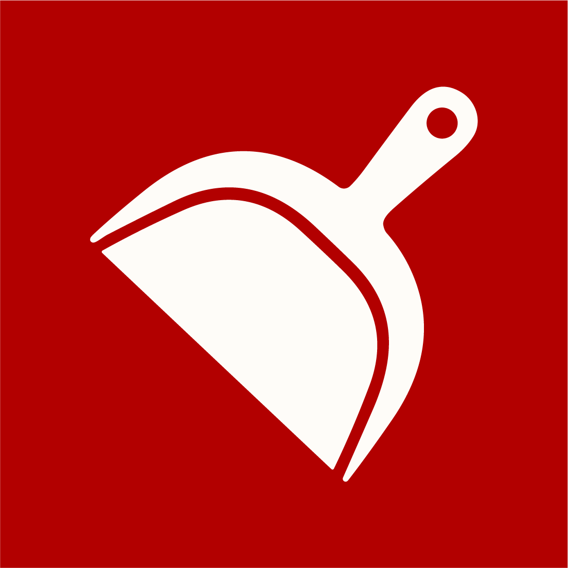 Dust pan on a red background.