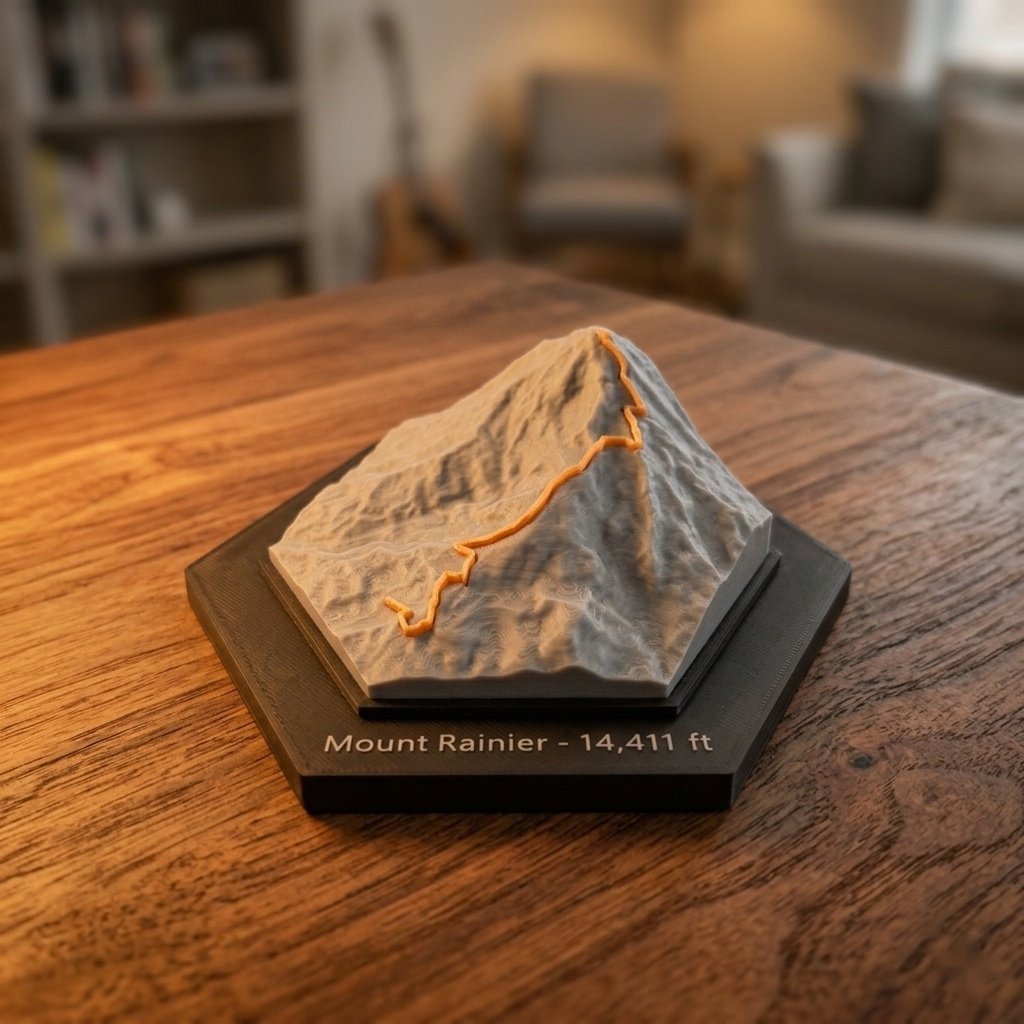 Mount Rainier 3D Terrain Print