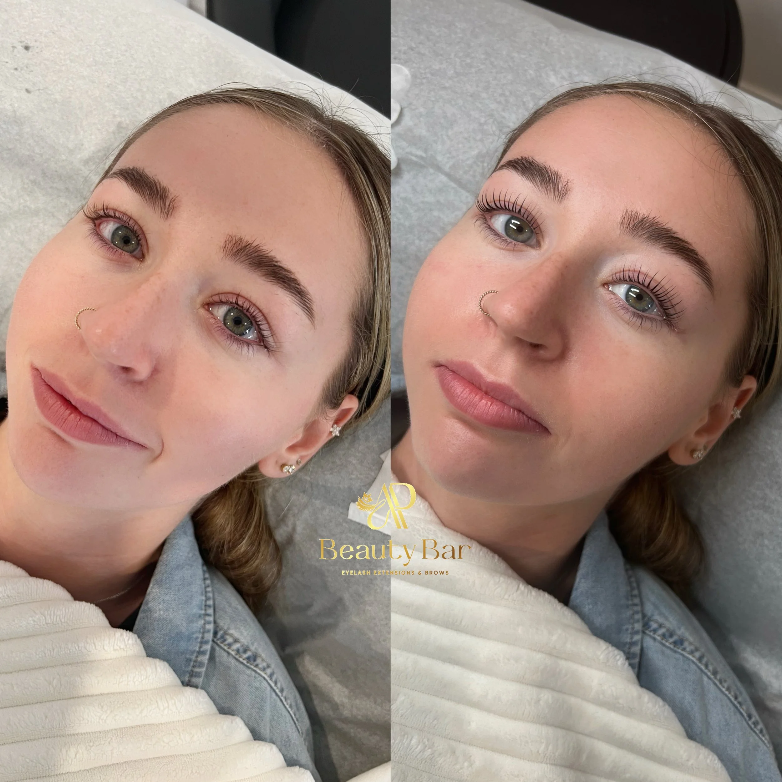 Before and after Korean Lash Lift and Tint