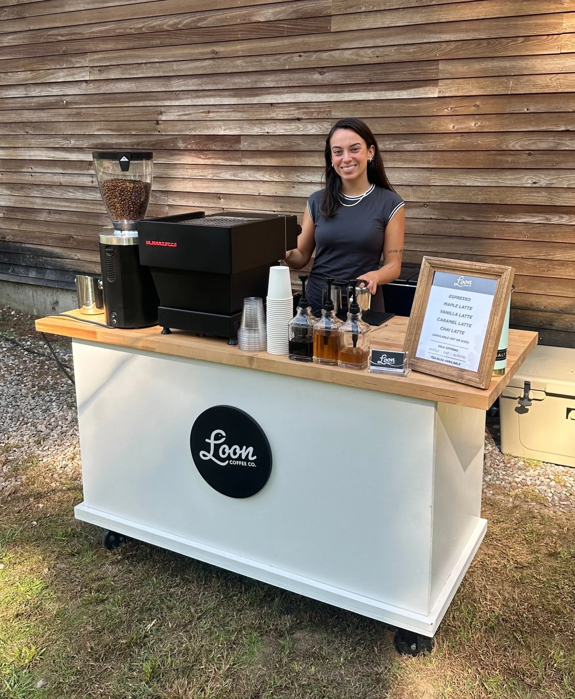 coffee cart for camp wedding in maine