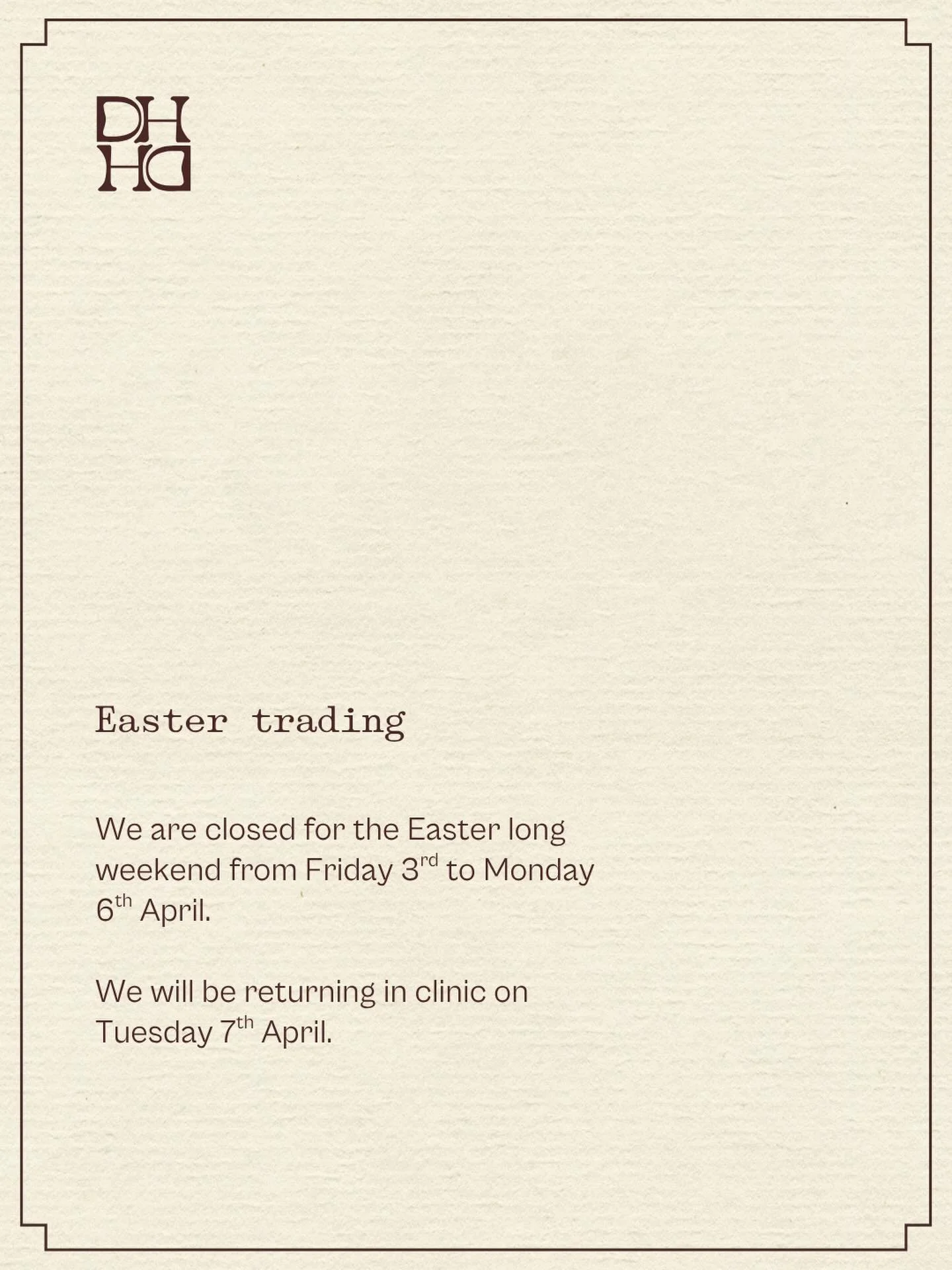 Wishing everybody a safe and happy Easter long weekend 💫