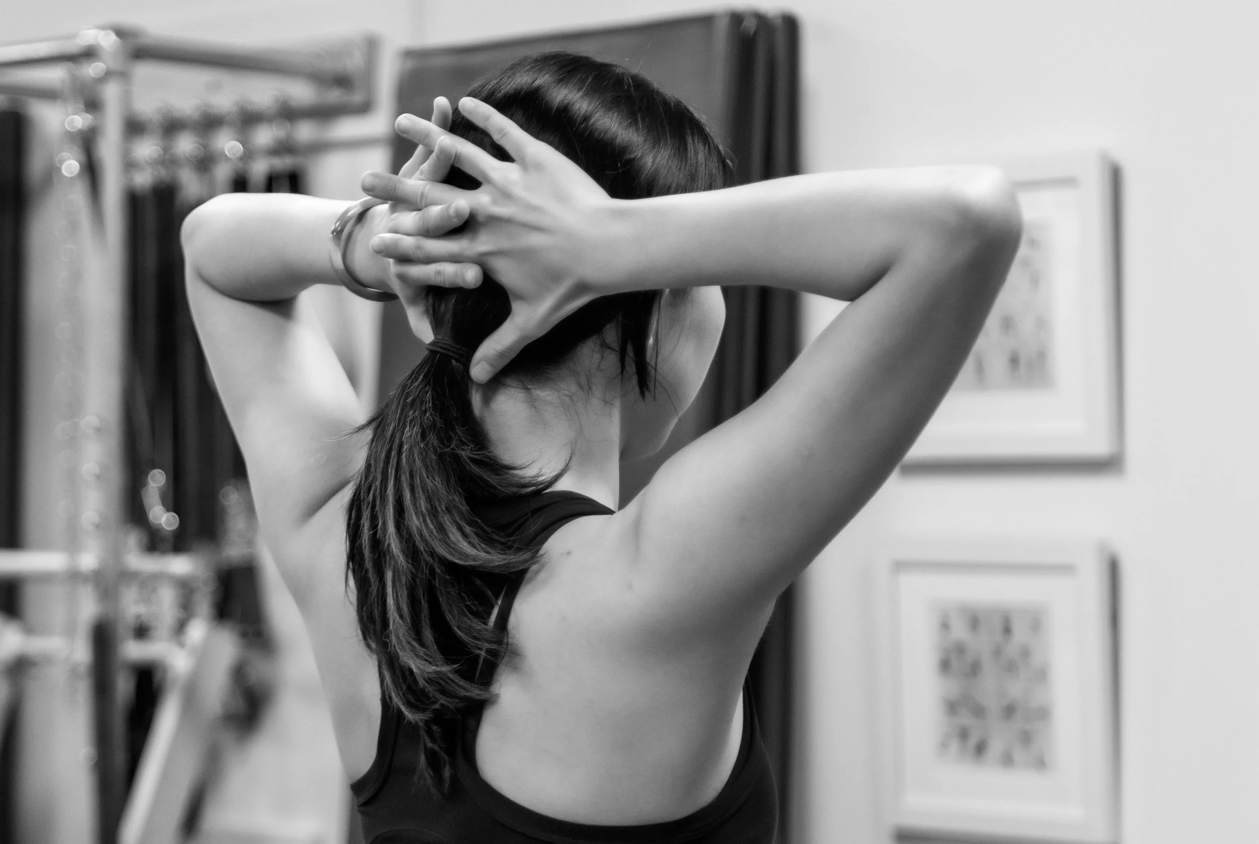 Classical Pilates teacher practicing Pilates independently