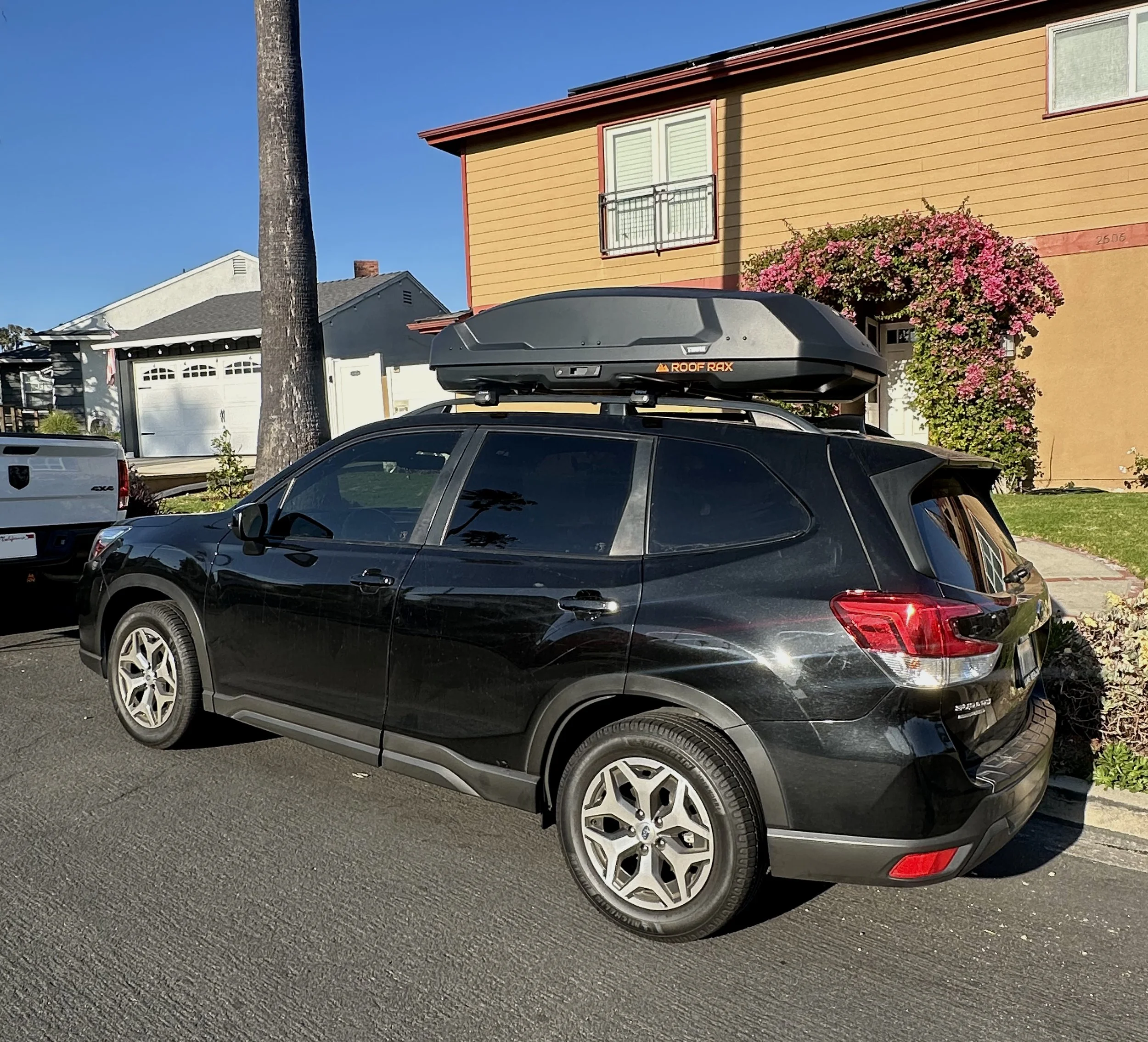 Roof Rax Subaru Forester car carrier box install in San Pedro, Los Angeles