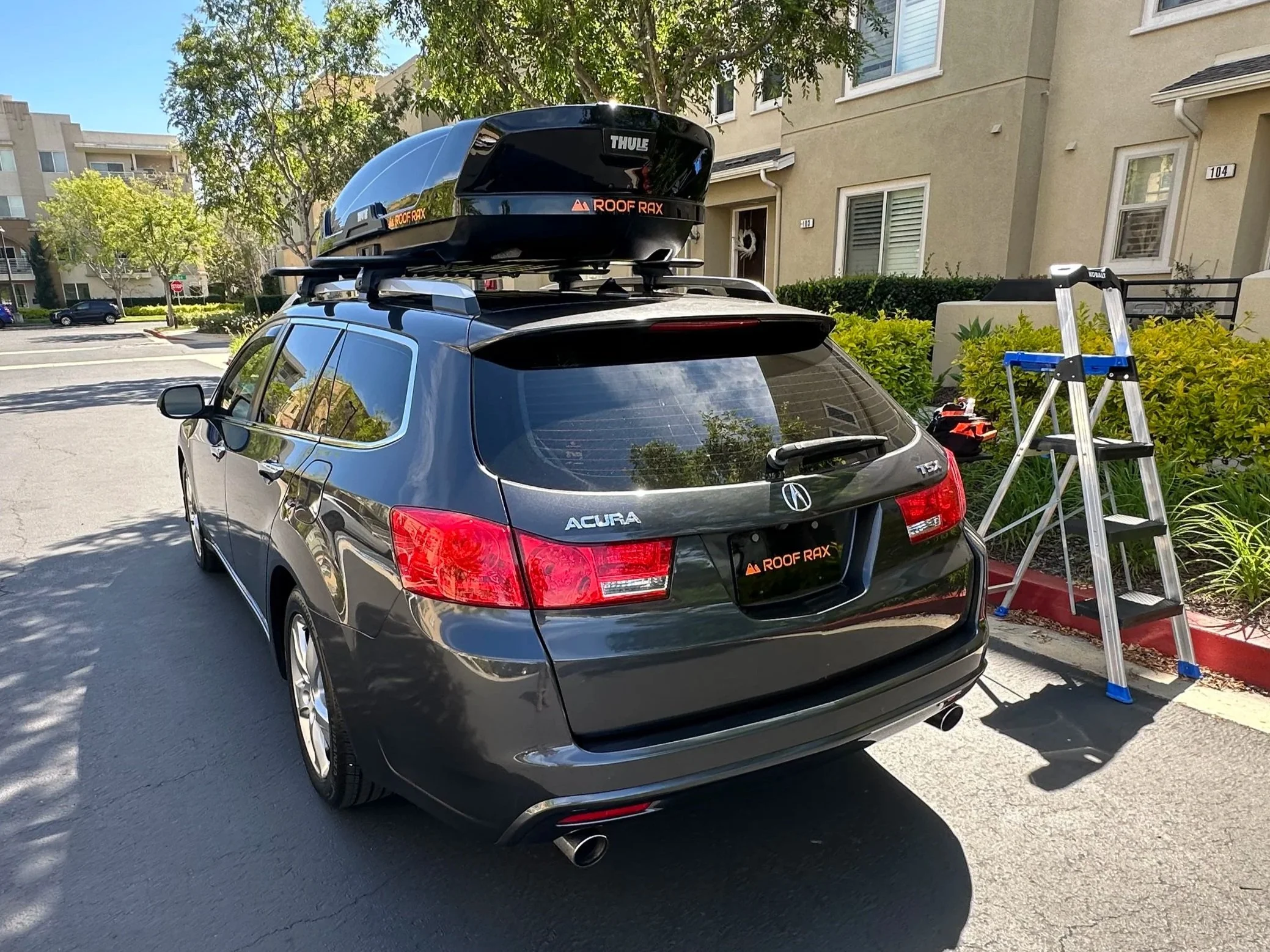 Acura TSX Sports Wagon with roof cargo carrier rental installed in Hawthrone