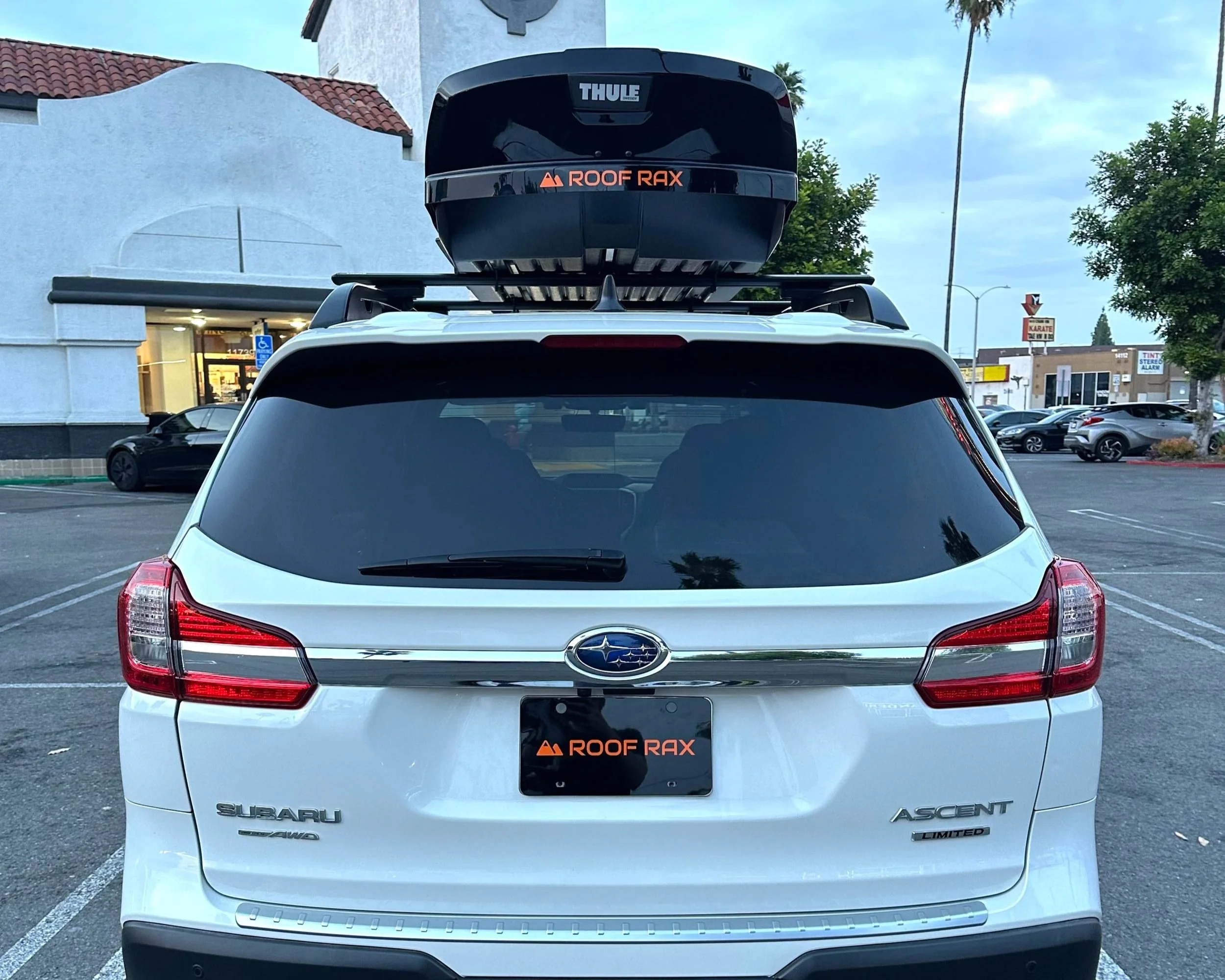 Roof Rax cargo box rental on Subaru Ascent in Norwalk, Los Angeles