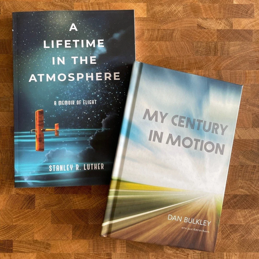🇺🇸 This #MemorialDay, I'm proud to share two #militarymemoir titles from the Plumb Creative library. "My Century in Motion" by the late Dan Bulkley, a #WWII Naval officer, and "A Lifetime in the Atmosphere" by @srayluther Stan L