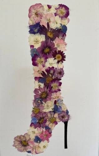 Floral Boot Silhouette Pressed Flower Art  (SOLD)