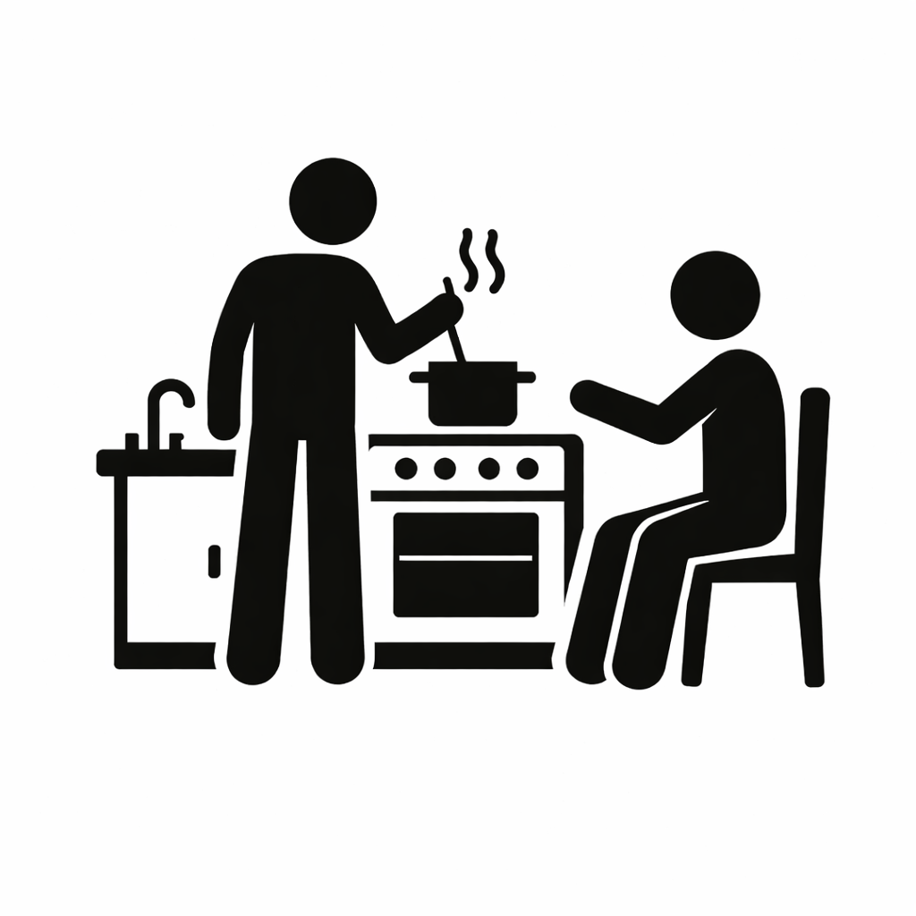 Cooking together in black and white.png