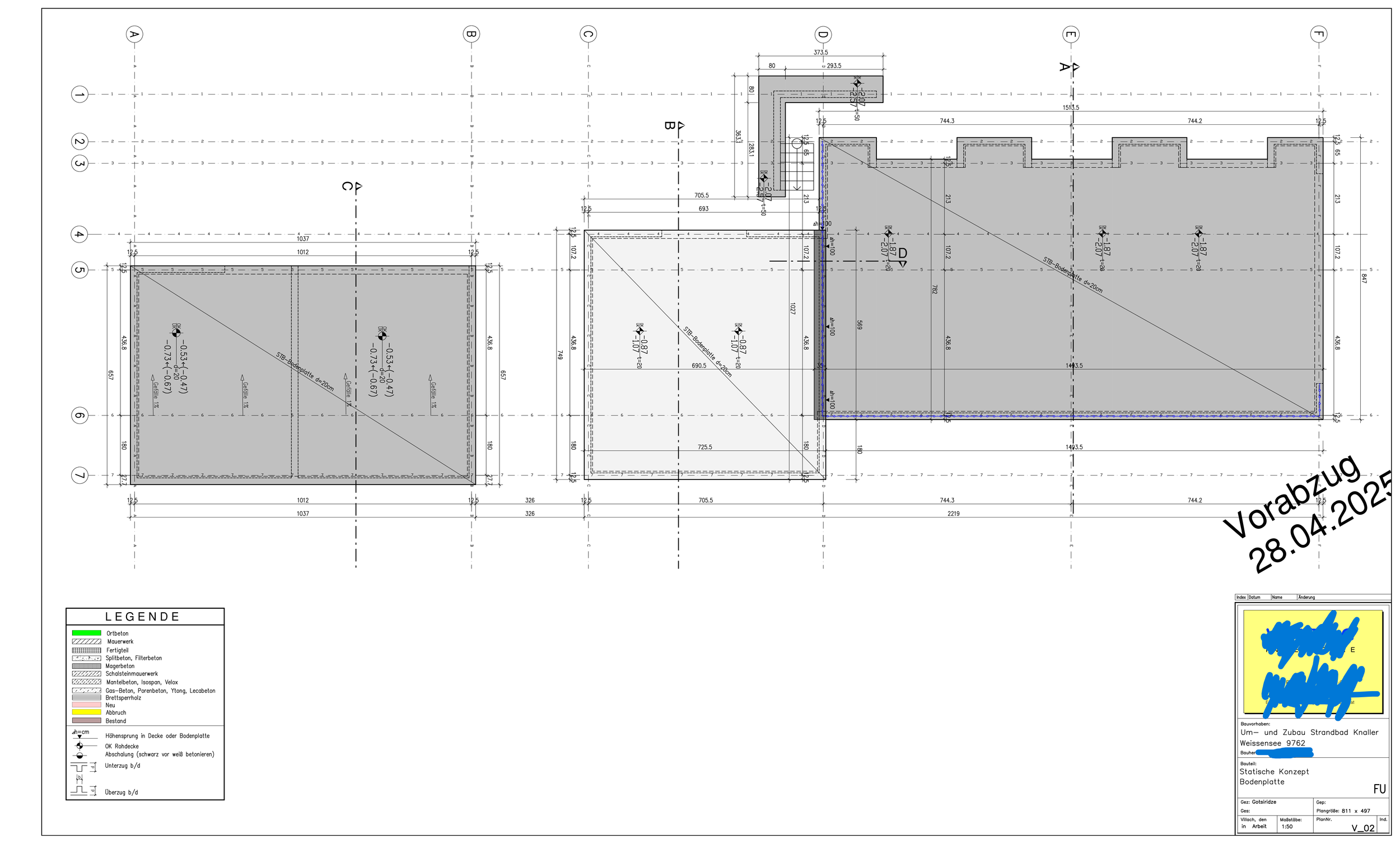 Konzeptplanung - Grundriss + 2 Schnitte