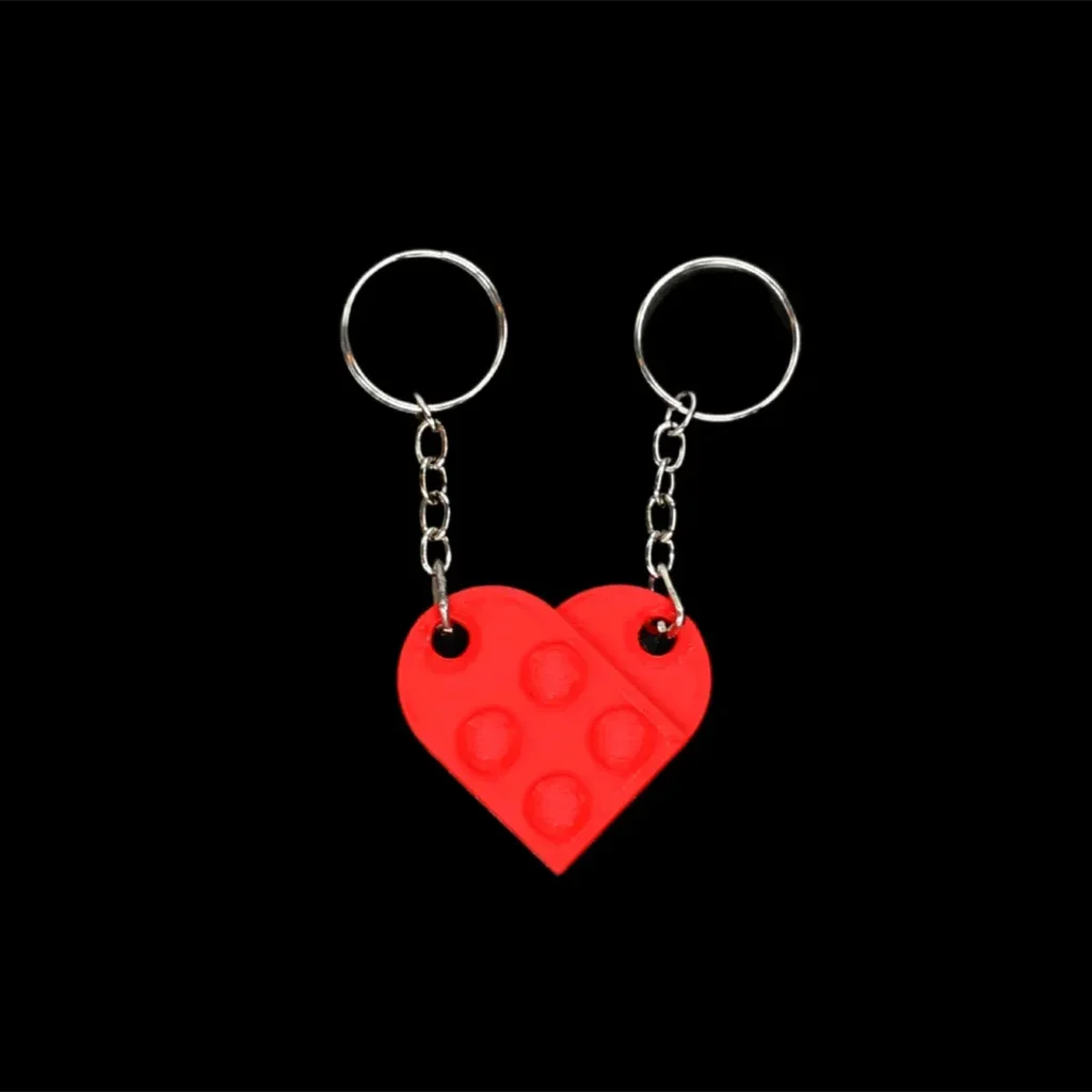 Heart Brick Keychain Set – Matching Couple Keyrings