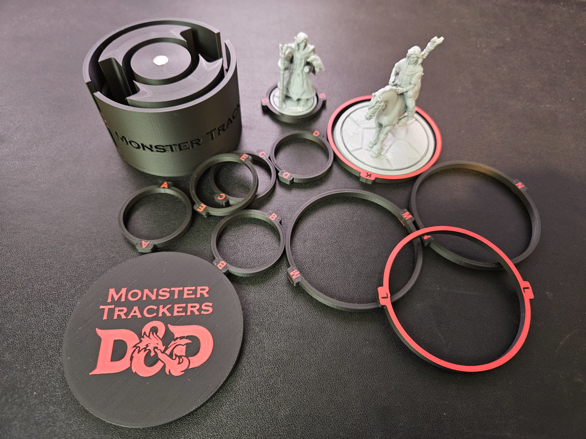 DND Monster Tracker Rings Set with Storage Case Bloodied Status Markers