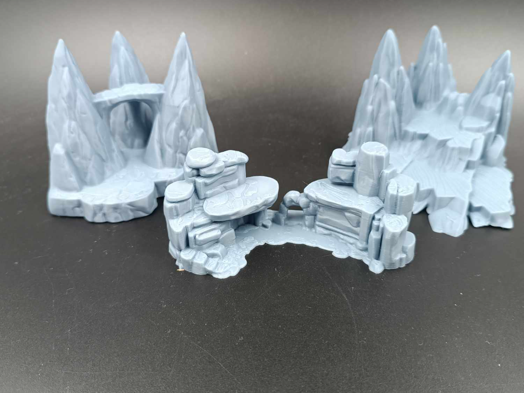 DnD Cave Terrain Set of 3 Miniature Cavern Scatter Terrain for Painting Tabletop RPG Scenery